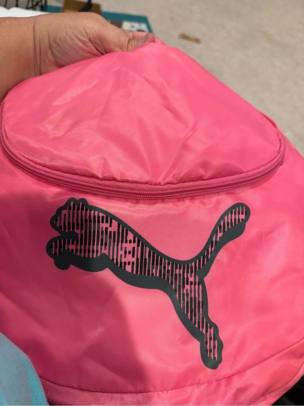 Puma Hot Pink Shoulder Bag with Black Logo many pockets in excellent condition